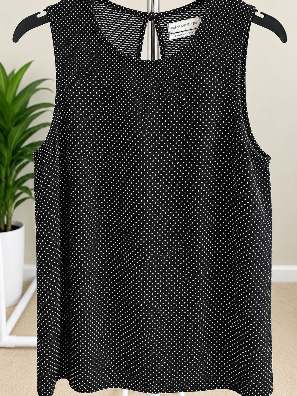 Urban Outfitters Black with White Polka Dots Sleeveless Camisole